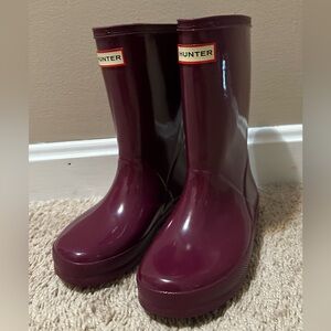 Hunter Kids Plum Gloss Rain Boots